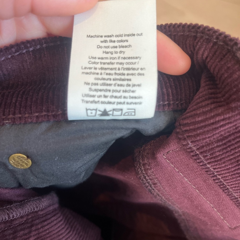 NWT rag & bone Burgundy High Waist Corduroy Flare Pants size 24 - Picture 7 of 8